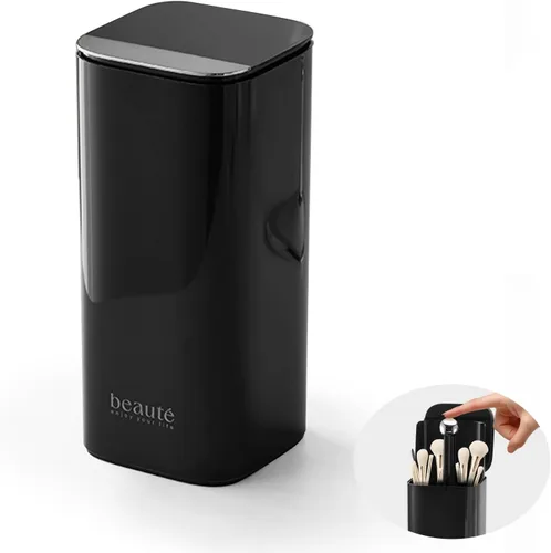 Miniatura 7 de DASITON Soporte para brochas de maquillaje con tapa, organizador de brochas de maquillaje de 4 ranuras, organizador de cosméticos de maquillaje