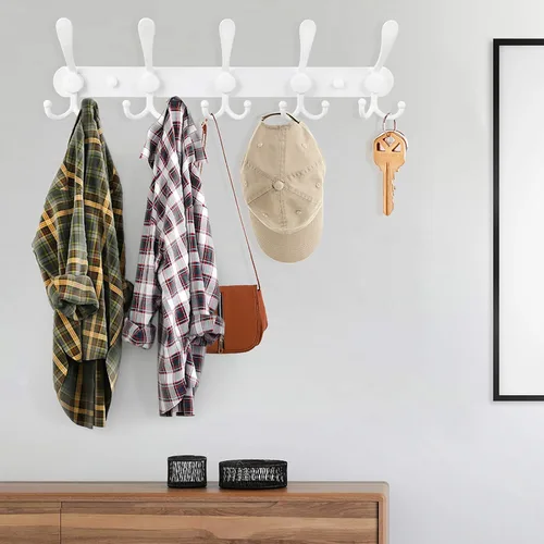 Miniatura 6 de Perchero montado en la pared, 2 paquetes de 15 ganchos de acero inoxidable para abrigo, sombrero, toalla, bolso, batas, entrada, baño, armario