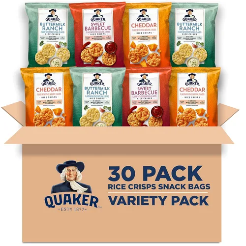 Miniatura 14 de Quaker - Patatas fritas de arroz, sin gluten, mezcla de variedad dulce y salada de 4 sabores, porción única, 19 g, paquete de 30