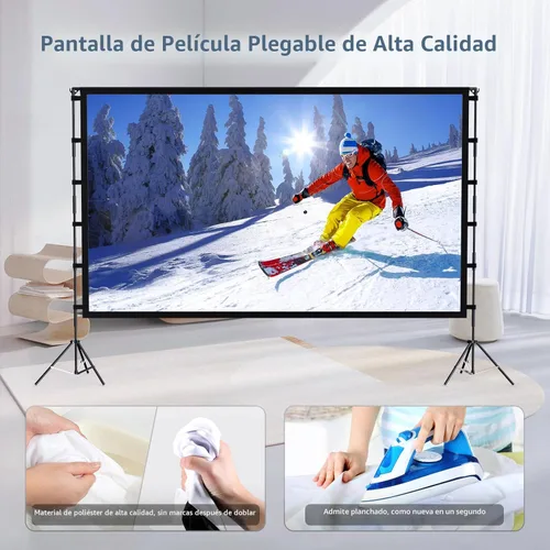 Miniatura 3 de Pantalla de proyector para exteriores, pantalla de proyector Vamvo con soporte, pantalla de proyector plegable portátil de 120 pulgadas, pantalla