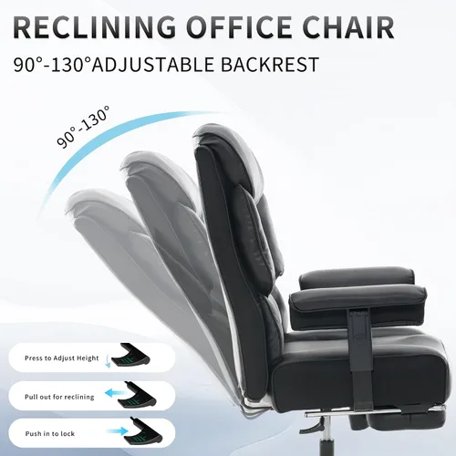 Miniatura 3 de Silla de oficina grande y alta con reposapiés, capacidad de 500 libras, respaldo alto, silla de oficina ejecutiva, silla de oficina ejecutiva