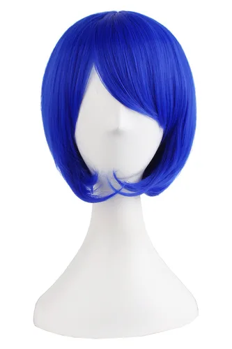 Moda de niña: peluca de pelo corto recto natural de la marca MapofBeauty. Azul marino