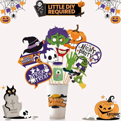 Miniatura 9 de KatchOn, Juego de accesorios para cabina de fotos de Halloween, paquete grande de 24, accesorios de fotos de Feliz Halloween para sesión de fotos