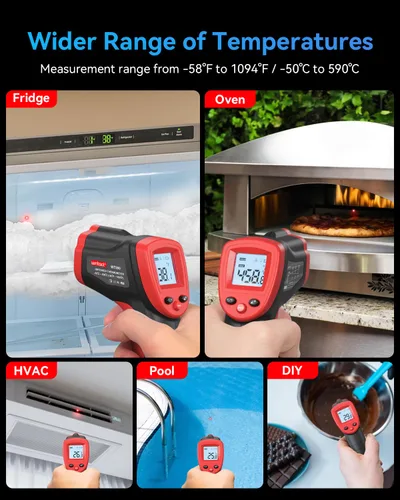 Miniatura 2 de Wintact Termómetro Infrarrojo Pistola de Temperatura -58℉ a 1094℉, Pistola Digital IR de Temperatura Superficial, Pistola Térmica Láser Sin Contacto