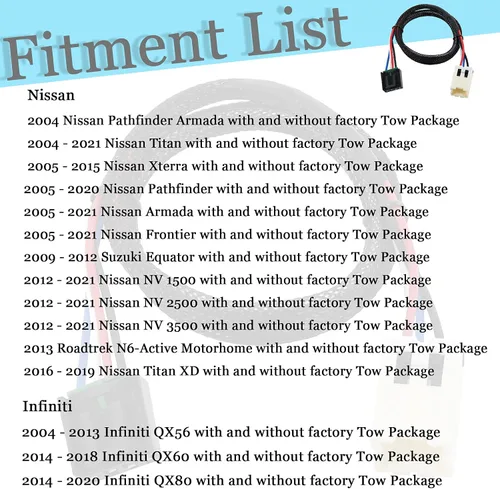 Miniatura 3 de RED WOLF Adaptador de conector de arnés de cableado para controlador de freno de remolque compatible con Nissan Froniter/Titan/Armada 2004-2020