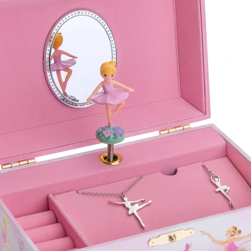 Miniatura 4 de Jewelkeeper Caja de música y juego de joyas de bailarina para niñas pequeñas, 3 regalos de bailarina para niñas, joyero musical de bailarina