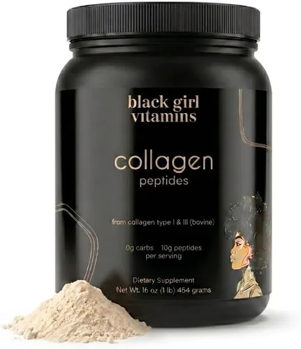 Black Girl Vitamins | Péptidos de colágeno en polvo - Colágeno para la piel, el cabello y las uñas - Polvo de colágeno hidrolizado sin sabor, libre