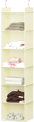 Miniatura 8 de YOUDENOVA Organizador colgante de armario, 4 estantes colgantes para armario, color beige