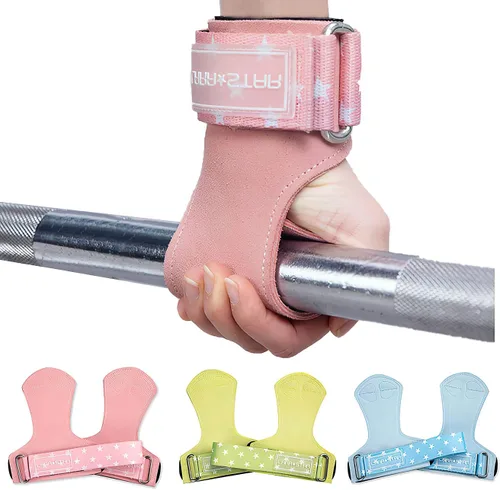 LARA STAR Correas de muñeca de levantamiento de pesas para un máximo agarre de apoyo, correa de elevación para levantamiento de pesas, agarre de Rosa