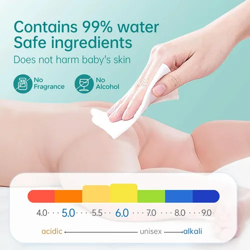 Miniatura 3 de MATERN'ELLA Toallitas para bebés, toallitas para pañales para pieles sensibles, 99% a base de agua, hipoalergénicas, sin perfume y sin alcohol, 3