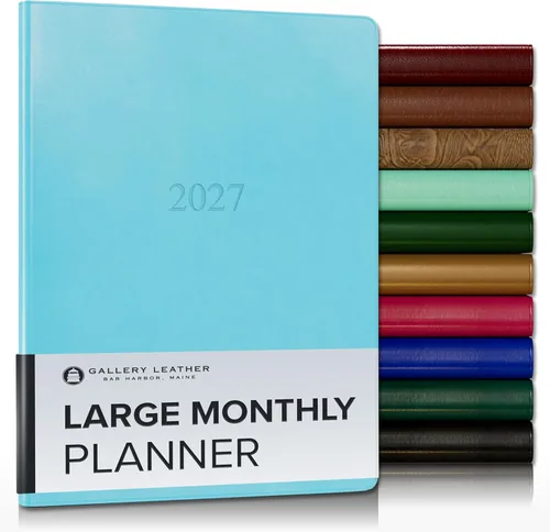 Miniatura 128 de Gallery Leather Agenda Mensual Grande 2025-2026, Elegantemente Encuadernada Planificador de Calendario y Cuaderno con Elegantes Bordes Dorados, 18