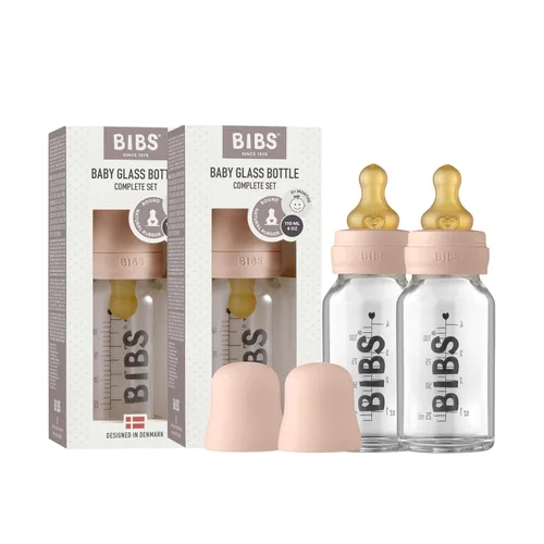 Miniatura 9 de BIBS Biberón de cristal para bebé. Anti-cólico. Pezón redondo de látex de caucho natural. Soporta lactancia materna, juego completo - 3.7 fl oz, nube