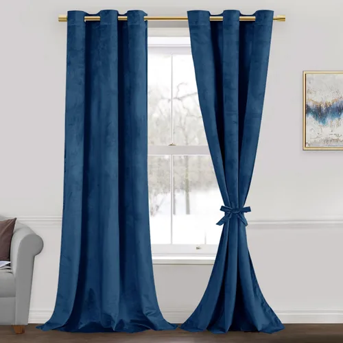 Miniatura 50 de JIUZHEN - Cortinas de terciopelo gris de 63 pulgadas opacas para sala de estar - Cortinas gruesas de terciopelo con ojales para ventana