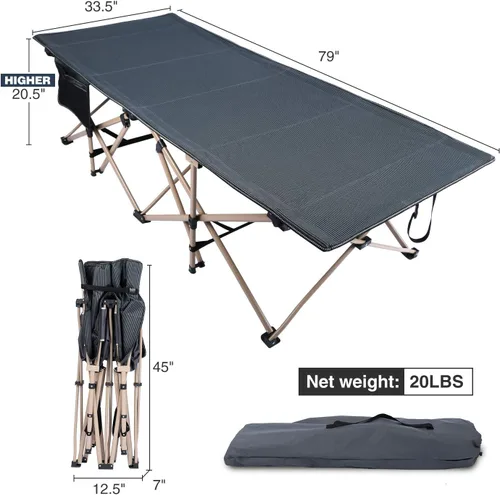 Miniatura 2 de REDCAMP Catres de Campamento de Tamaño Grande para Adultos 500lbs, 33.5'' Catres para Dormir Extra Anchos y Altos Resistentes, Catres XL Portátiles