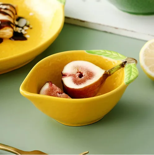 Miniatura 4 de 4 platos de cerámica para aperitivos con forma de limón, platos de condimento