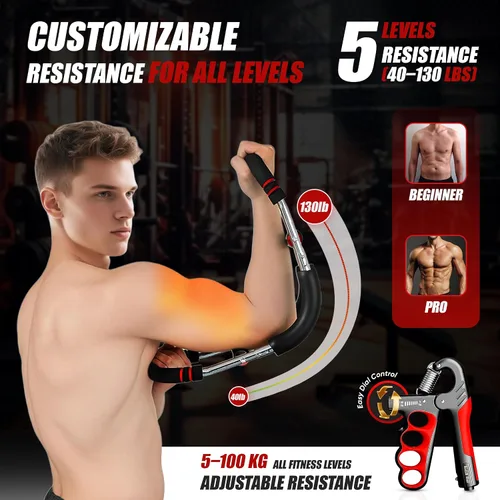Miniatura 3 de LuxUltra Twister Arm Trainer Equipo de entrenamiento de pecho para hombres y mujeres, entrenador de pecho y brazo ajustable de 40 a 130 libras