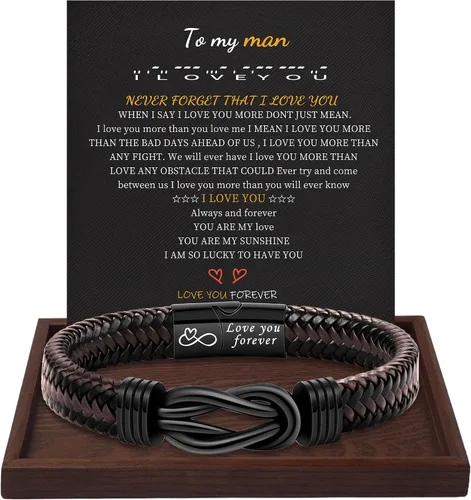 Miniatura 69 de Regalos inspiradores para hombres, pulseras con código morse, pulseras para hombre, regalos de graduación para él, Día del Padre, pulsera de cuero