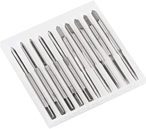 Miniatura 8 de uxcell Juego de 5 pares de roscado de mano métrica M1.6 Rosca 0.014 in paso cónico y enchufe Fresado Machos rectos Flautas de acero de alta velocidad