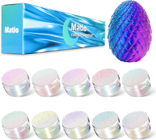 Miniatura 8 de Matio Polvo de Mica Camaleón, 10 * 5g Polvo Cromado, Pigmento de Efecto Nacarado con Cambio de Color, Juego de Polvo de Mica para Resina Epoxi