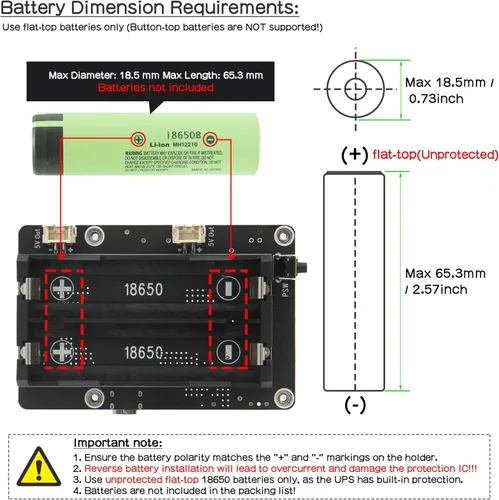 Miniatura 4 de Geekworm X1200 5V UPS HAT Placa de expansión para Raspberry Pi 5 Max 5.1V 5A Salida Encendido automático Apagado seguro Función de detección