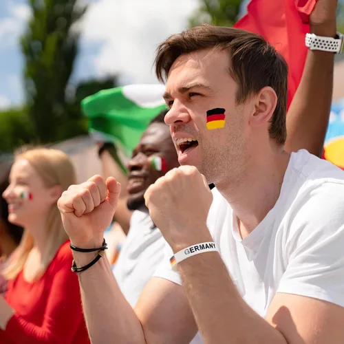 Miniatura 2 de EXCEART Pulsera de silicona impresa con la bandera de Alemania para fanáticos de los deportes, cómoda talla única, ideal para partidos de fútbol