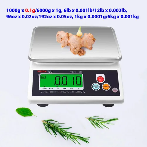 Miniatura 8 de VisionTechShop VK-2D - Báscula de cocina de alimentos de alta calidad de 0.00 oz, conmutable en libras/oz/kg/g, báscula de alimentos con placa