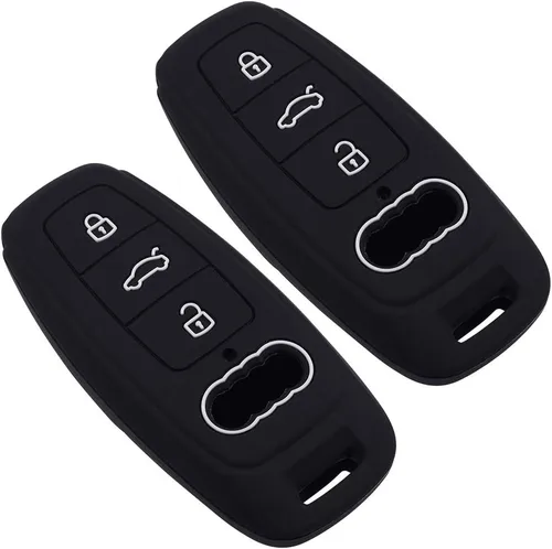 Miniatura 7 de Funda de silicona para llavero de 3 botones compatible con 2019 2020 A6 E-Tron Audi A6L A8L A6 A7 A8 Q8 (negro negro)