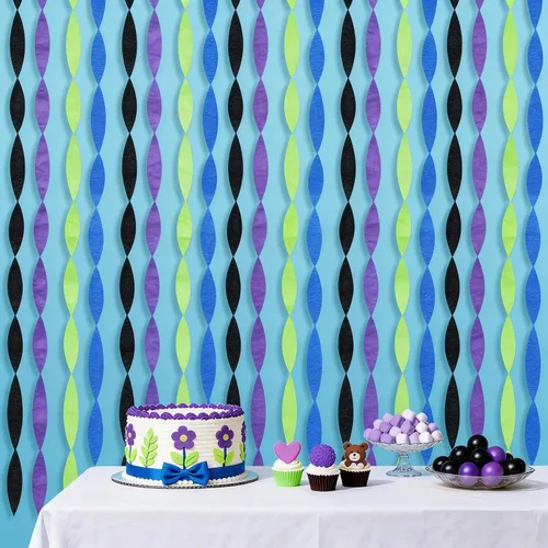 Miniatura 3 de Kit de serpentinas de papel crepé, 8 rollos de 656 pies, negro, morado, azul, verde, a granel para decoración de videojuegos, fiestas, cabina