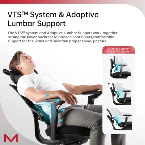 Miniatura 7 de S3P Silla de oficina ergonómica con asiento de espuma de alta densidad y respaldo deslizante VTS - Silla de escritorio con respaldo alto
