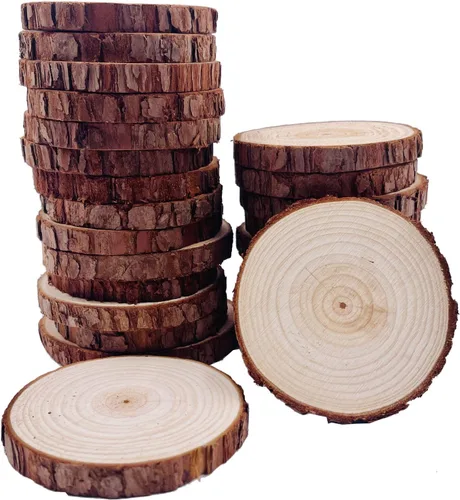Miniatura 9 de 20 tablas de madera natural sin terminar de 3.5 a 4 pulgadas; piezas de madera artesanal en círculos; adornos de Navidad rústicos, decoración