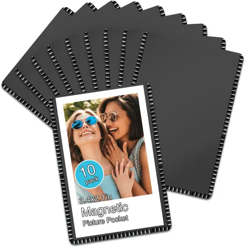 Miniatura 10 de Marco de Fotos Magnético Negro CHUNNIAO 4X6 para Refrigerador, Fundas de Imanes de Fotos Negro 4X6" 10PCS