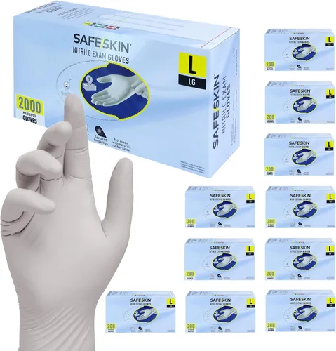 Miniatura 8 de SAFESKIN Nitrile Exam Gloves Disposable - 3.5 Mil, Gray, Powder Free Gloves for Medical, Dental, Cleaning, Cooking