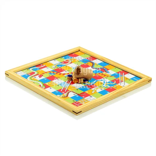 Miniatura 8 de Madera de pino hecha a mano hecha a mano 2 en 1 Ludo serpientes magnéticas y escaleras juego de mesa de viaje completo para adultos y familia