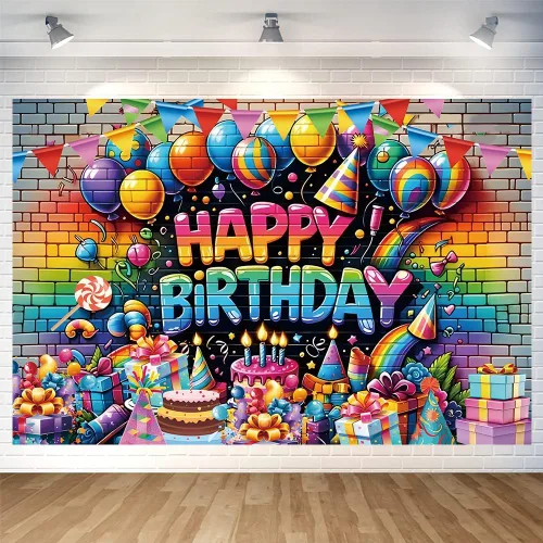 Miniatura 11 de Fondo de baloncesto con texto en inglés «Happy Birthday» para decoración de fiesta de baloncesto en interiores y exteriores, suministros