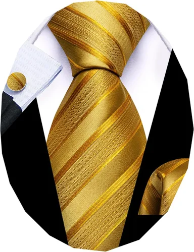 Miniatura 282 de Barry.Wang Juego de corbatas para hombre, corbata de seda a rayas, tejido a cuadros, gemelos formales, negocios, boda