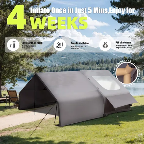 Miniatura 2 de Tienda de campaña inflable con bomba de aire eléctrica, Oxford resistente 420D, inflado automático de 5 minutos, tragaluz panorámico de observación