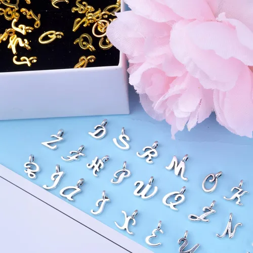 Miniatura 7 de 156 unids/6 juegos de letras del alfabeto ABC colgantes de aleación A-Z colgantes alfabéticos abalorios sueltos DIY collar, pulsera, aretes