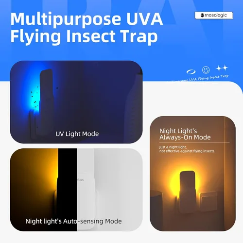 Miniatura 3 de Mosalogic - Trampa para moscas y otros insectos enchufable, mata moscas de la fruta, atrapamoscas, atrapapolillas, atrayente UV, para 93 m² de Rosa