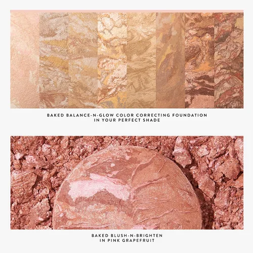 Miniatura 5 de LAURA GELLER NEW YORK Kit Blush-n-Glow (3 piezas): Base de maquillaje en polvo iluminador Baked Balance-N-Glow, Porcelain + brocha retráctil Kabuki