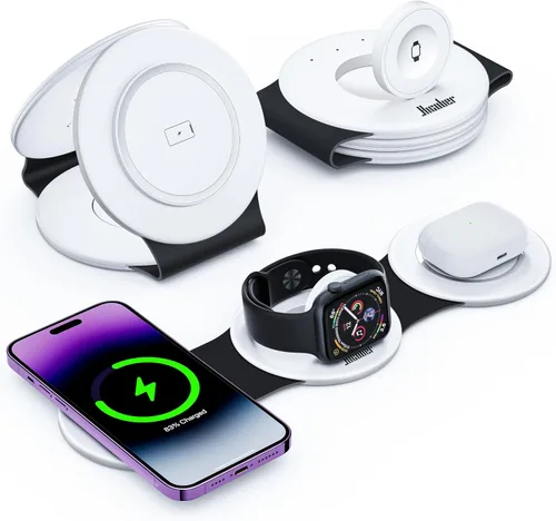 Miniatura 9 de Hicober Estación de carga inalámbrica 3 en 1 para Apple Watch y iPhone Air 17 16 15 14 13 12 Pro Max/Plus, Soporte de estación de carga inalámbrica