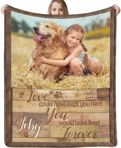 Miniatura 19 de Artsadd Manta conmemorativa personalizada para perros con fotos de perro y nombre, manta conmemorativa personalizada para mascotas, recuerdo