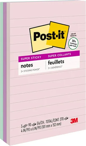 Post-it notas superadhesivas, 5 x 8 pulgadas