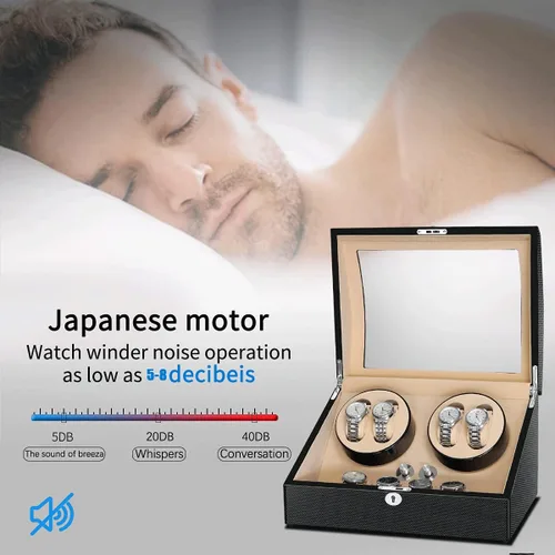 Miniatura 6 de TEEMING Caja de almacenamiento automática para 10 relojes automáticos 4 bobinas de reloj 6 ranuras 4 modos de reloj giratorios motor silencioso