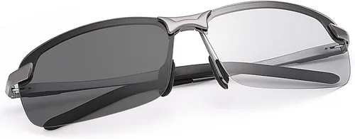 Miniatura 22 de Gafas de sol polarizadas fotocrómicas para hombre Al-Mg marco de metal gafas de conducción deportivas protección UV400 gafas antirreflejos