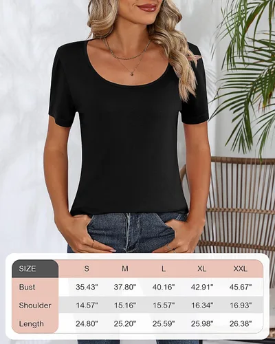 Miniatura 6 de Riyiper 2 piezas de camisetas para mujer con cuello redondo, camiseta básica casual para mujer