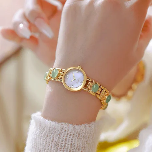 Miniatura 6 de Reloj de pulsera vintage para mujer, reloj de pulsera de cuarzo de acero inoxidable, resistente al agua