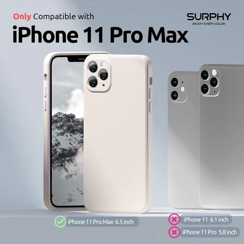 Miniatura 2 de SURPHY Funda de diseño para iPhone 11 Pro Max con protección para cámara, diseño de borde recto, silicona líquida delgada, piedra