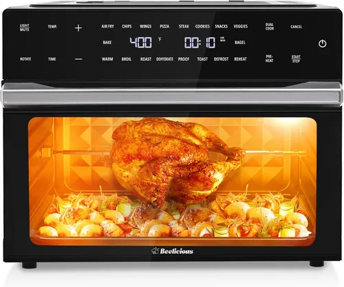 Beelicious Freidora de aire extra grande de 32 cuartos de galón, freidora de aire 19 en 1, combo de horno tostador con asador y deshidratador, horno