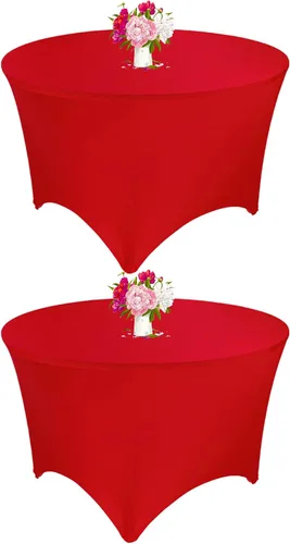 Miniatura 12 de Paquete de 8 Manteles Redondos de Spandex Beige de 5 Pies 60" Cubierta de Mesa Elástica Redonda Mantel de Mesa Redondo Lavable Resistente a Arrugas