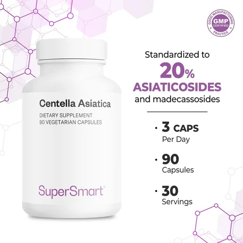 Miniatura 5 de Supersmart - Centella Asiatica 180mg por día - Suplemento de extracto de Gotu Kola Sin OMG y sin gluten - 90 cápsulas vegetarianas